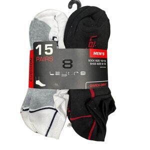 New Layer 8 Mens Performance 15 Pack Quick Dry Quarter Cushion SOCKS SIZE 10-13